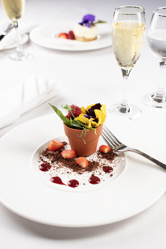 Plant pot inspired dessert at The Crichton.